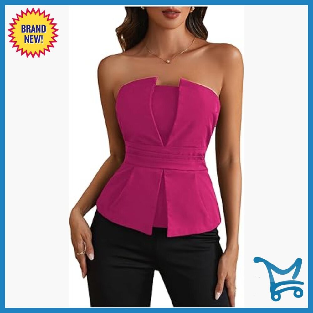 Ruched Strapless Tube Top Asymmetrical Fitted Party Corset Top